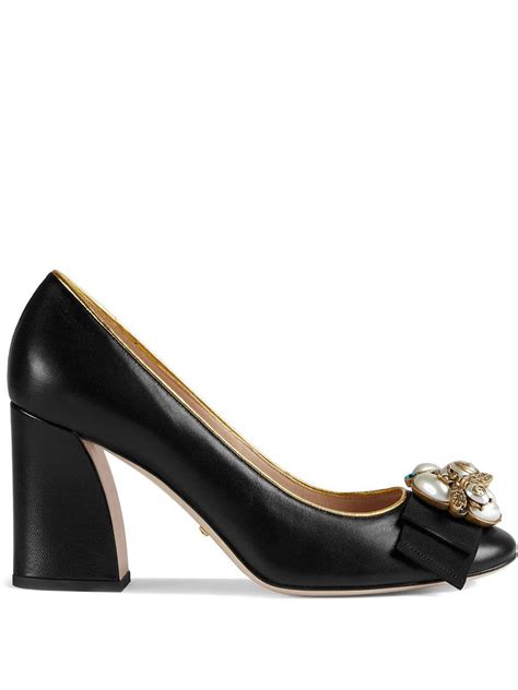 Gucci Bee Accent Leather Pumps 